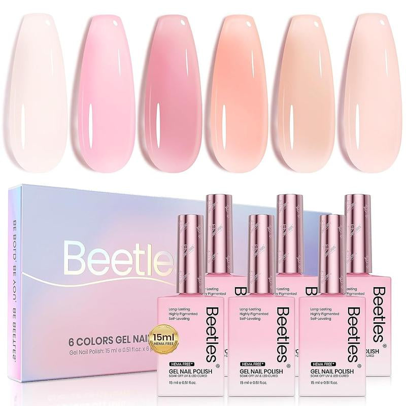 Beetles Hema Free Jelly Gel Nail Polish Set, Translucent Gel Nail Art for Manicure and Home Decoration #Springtok Cutics Cosmetic Easter'Sgift